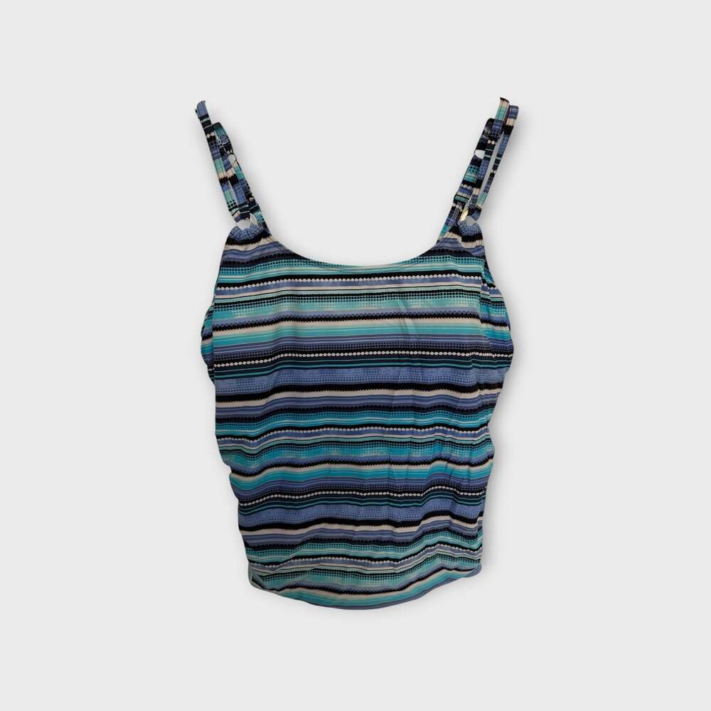 Croft & Barrow Woman Blue Striped Tankini Swim Top 26W